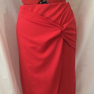 Asymmetric Red wrap skirt
